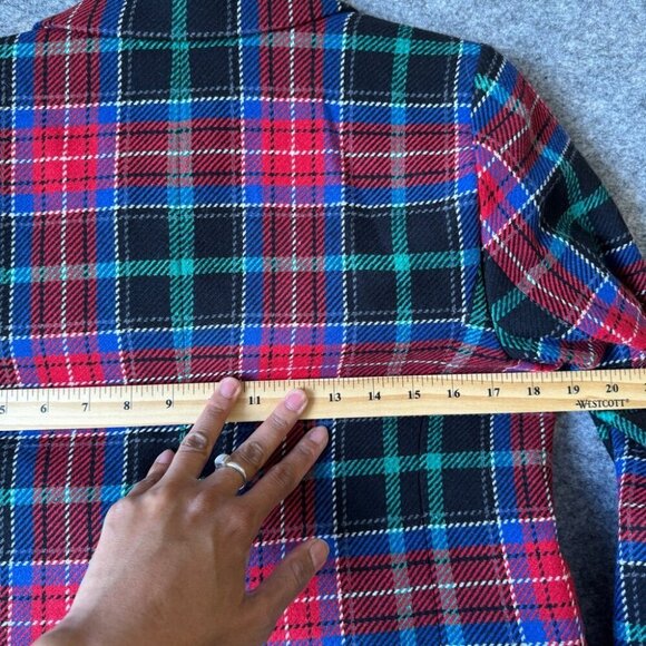 Talbots Red Plaid Wool Blend Blazer Holiday Tartan Jacket Petite 4P - Picture 14 of 16